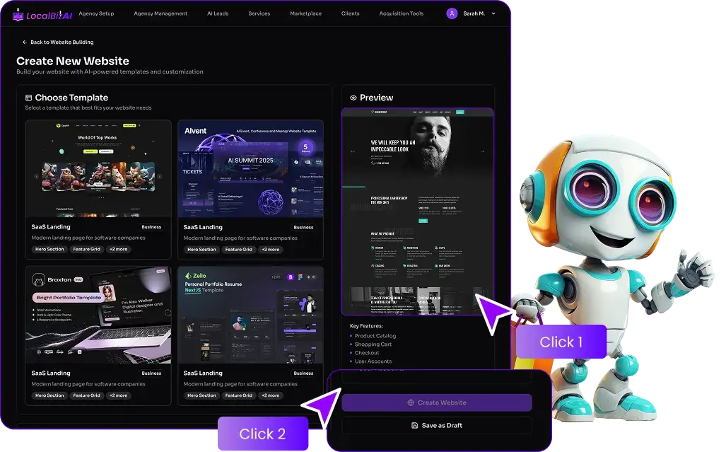 Dashboard of the LocalBizAI platform